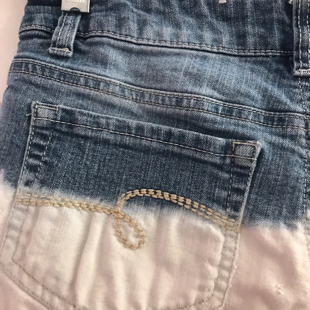 Justice Girls White Pink & Blue Cutoff jean Shorts 16